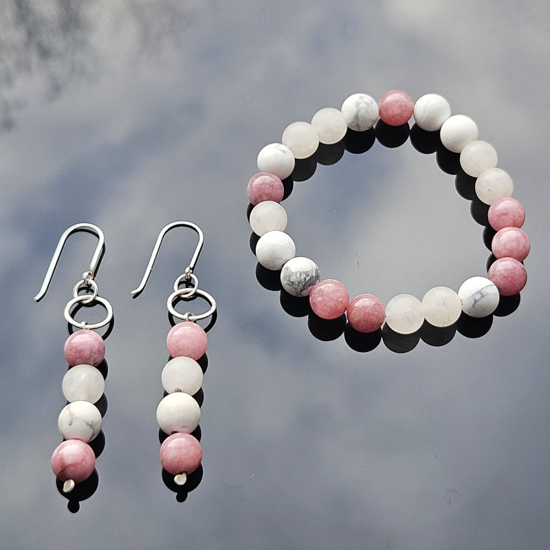 "Raspberry" earrings and bracelet set