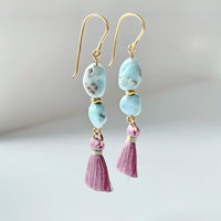 Larimar earrings with tassel