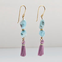 Larimar earrings with tassel