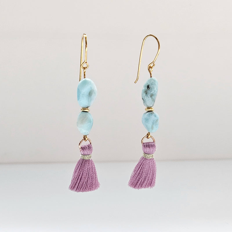 Larimar earrings with tassel