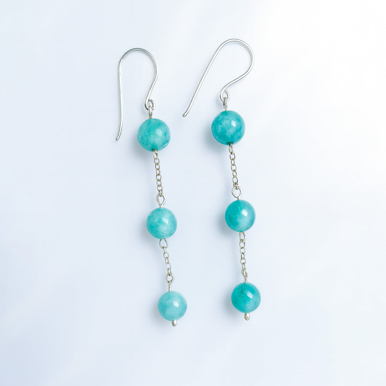 Aquamarine Earrings on a silver chain