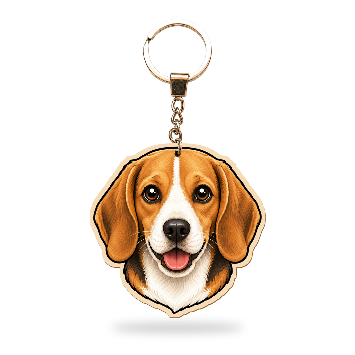 Beagle – Avaimenperä – puinen avaimenperä ketjulla ja avainrenkaalla