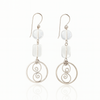 Silver dangle earrings with hoop and glass beads