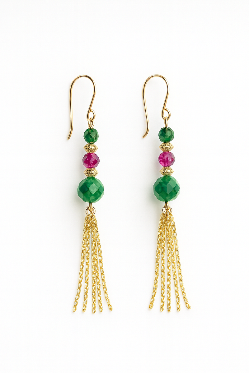 Emerald Gleam –fasettihiotut tiikerinsilmäkorvakorut