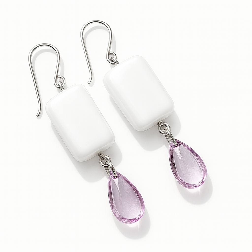Pearl drop jewelry with a purple drop