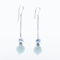 Silver dangle earrings with amazonite bead