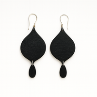 Big and small drop, wooden earring