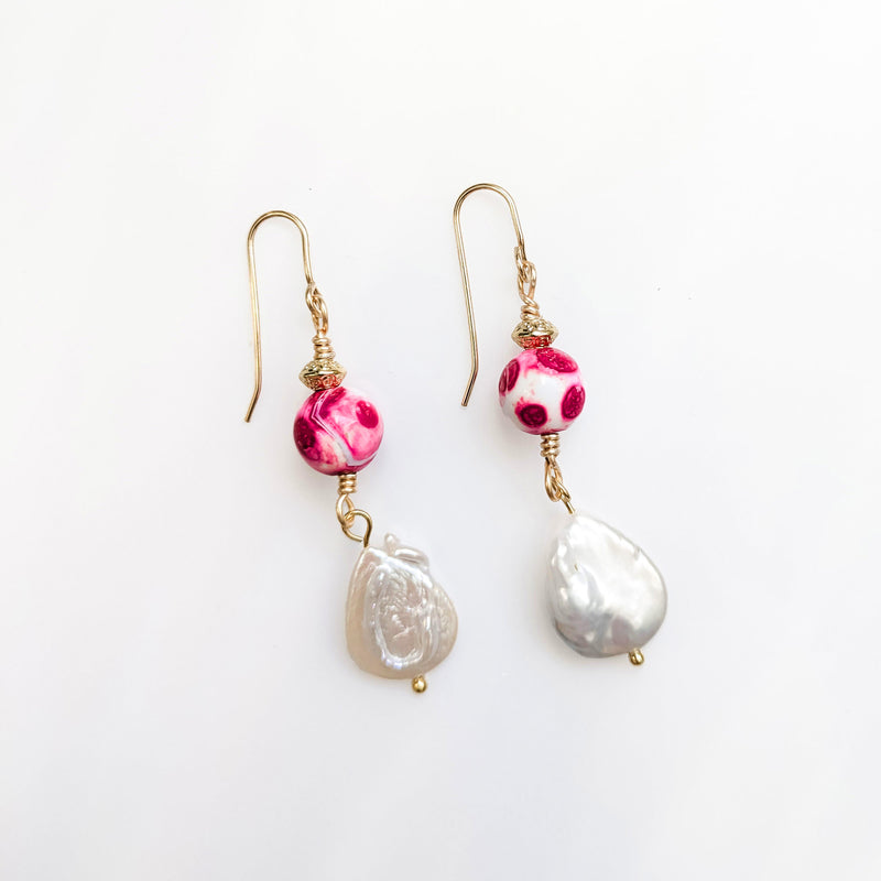 Magenta Pearl Drops -korvakorut