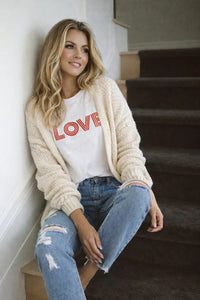 Dam LOVE T-shirt, rött vinyltryck