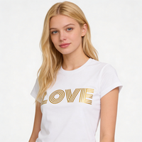 Dam LOVE T-shirt, guldfärgat vinyltryck