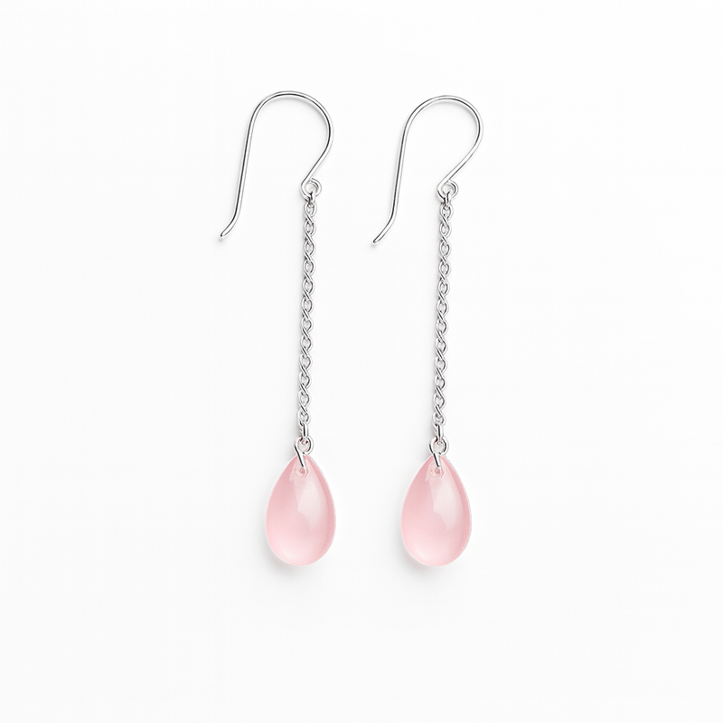 Pinkit/Liilat pisarat hopeaketjussa