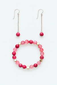 "Lingonberry" earrings and bracelet set
