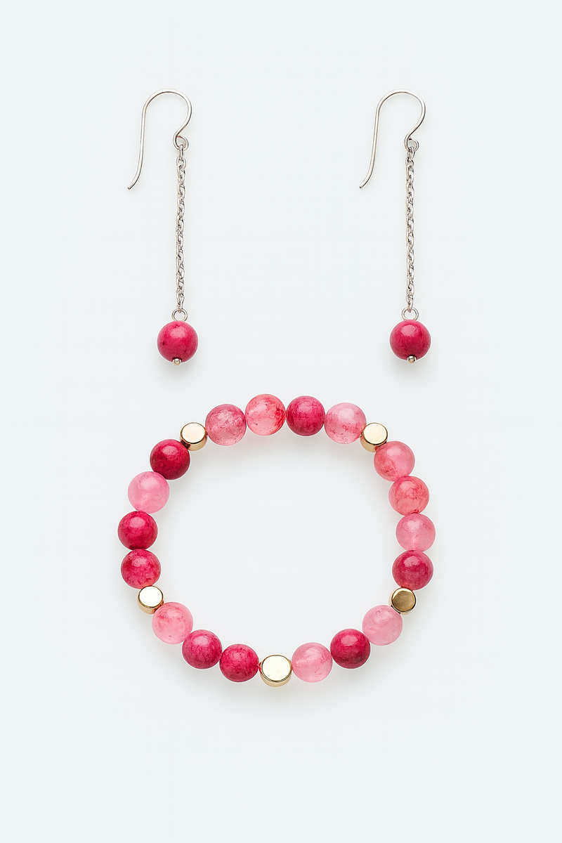 "Lingonberry" earrings and bracelet set