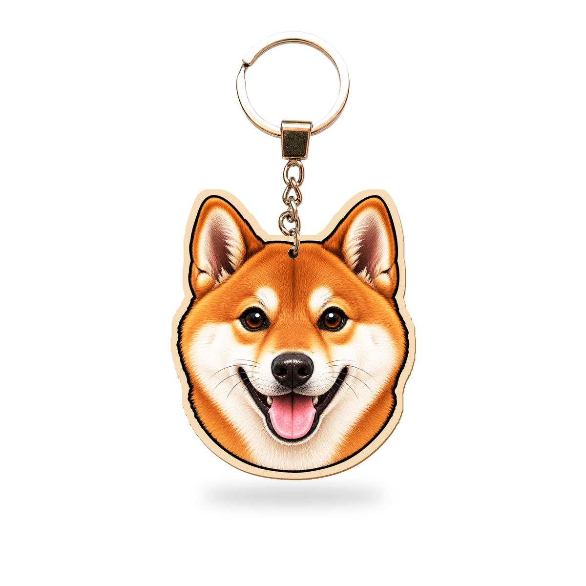 Shiba – Avaimenperä – puinen avaimenperä ketjulla ja avainrenkaalla