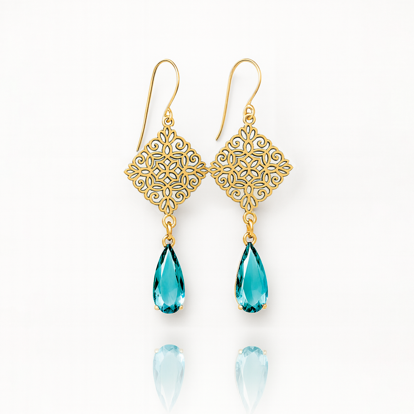 Turquoise Filigree Drops -korvakorut