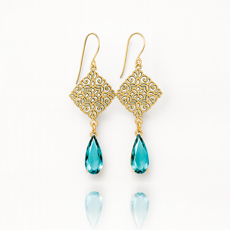 Turquoise Filigree Drops -korvakorut