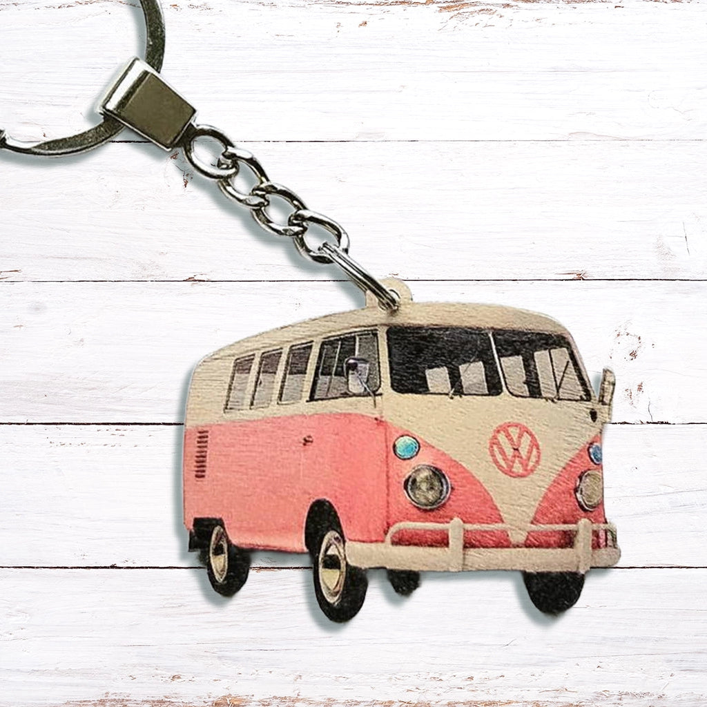 Volkswagen retrobussi -avaimenperä, vintagevärit