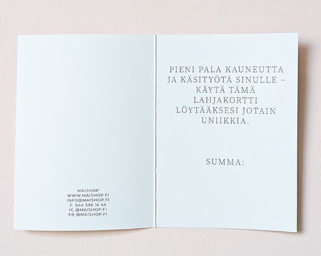 Paperinen lahjakortti