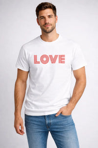 Herr LOVE T-shirt, rött vinyltryck