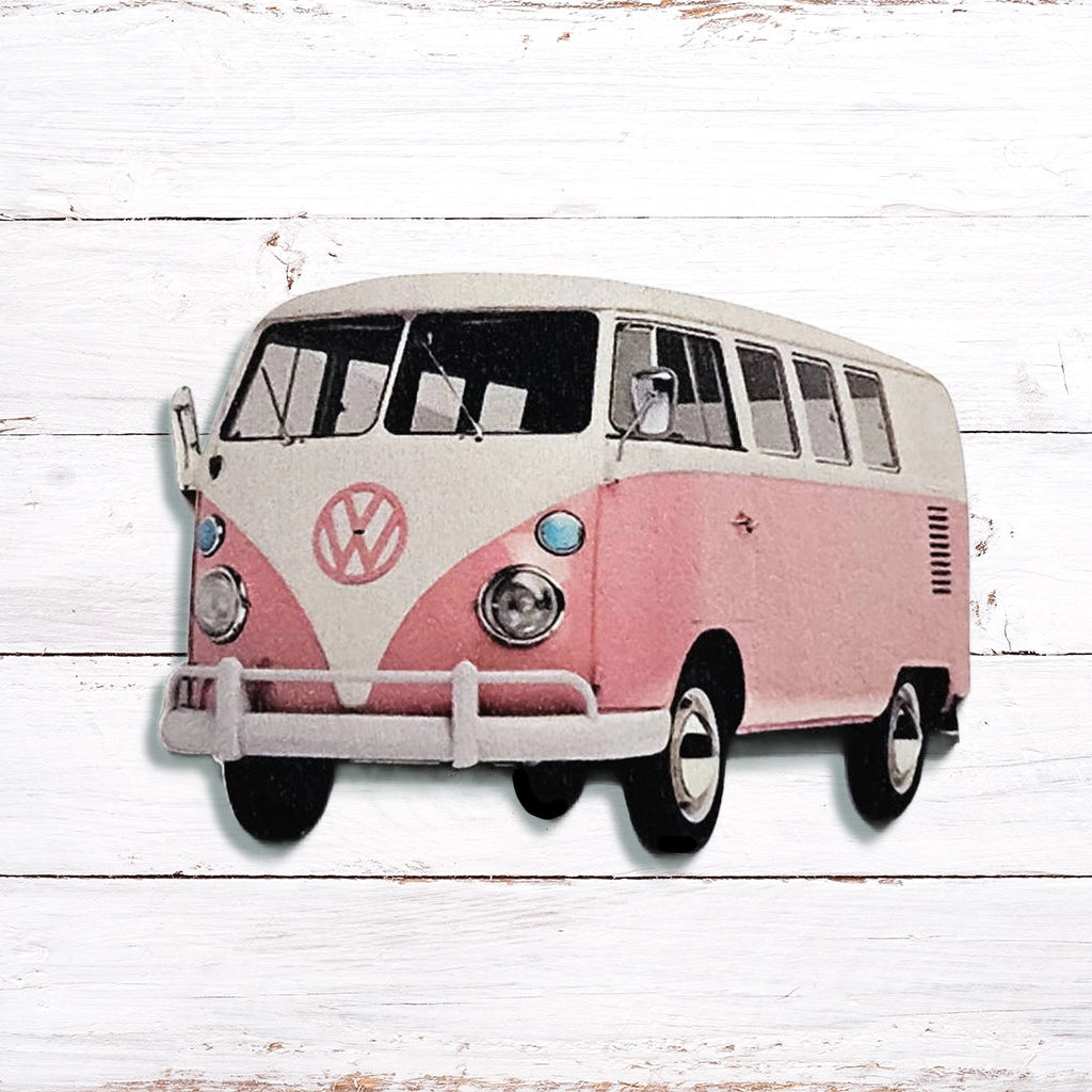 Volkswagen retro bus fridge magnet, vintage colors