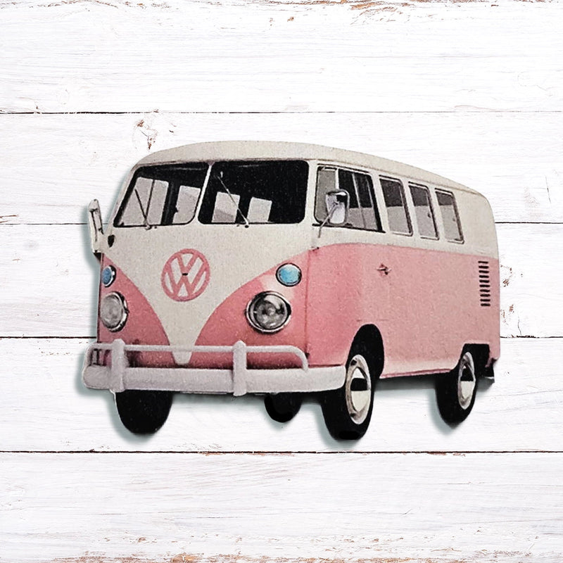Volkswagen retro bus fridge magnet, vintage colors
