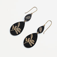 Black patterned drops, two-piece