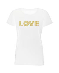 Dam LOVE T-shirt, guldfärgat vinyltryck