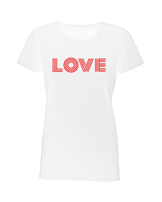 Dam LOVE T-shirt, rött vinyltryck